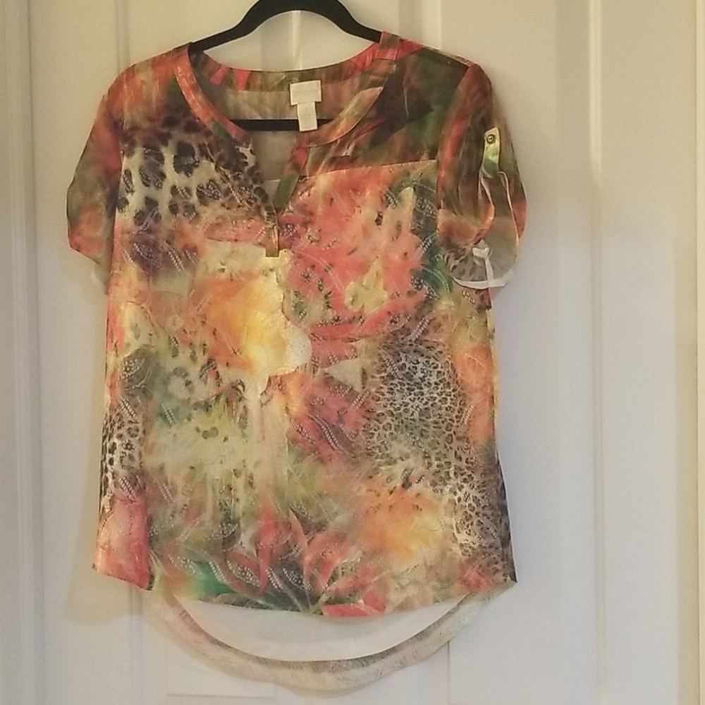 Chicos tropical print top medium petite